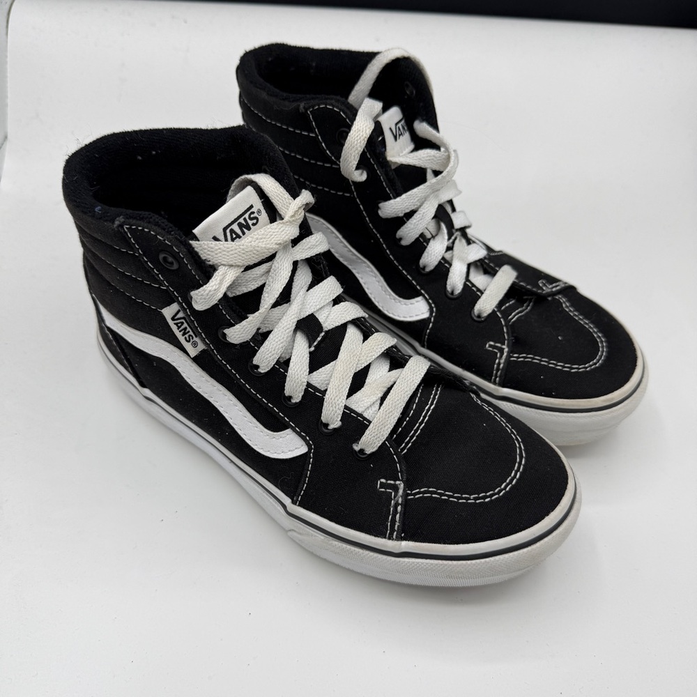 Vans Classic Black White Lace Up High Top Canvas Shoes